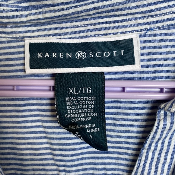 🌿 Karen Scott | Striped Blouse w/ Floral Embroidery - Picture 4 of 4